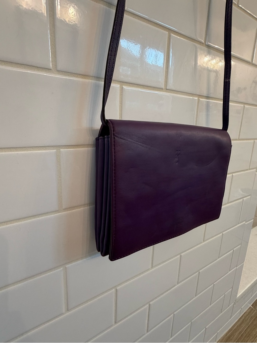 MCM Plum Leather Crossbody Bag